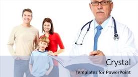  Presentation with doctor family - Presentation theme with internal medicine - medical family doctor and patients background and a light blue colored foreground