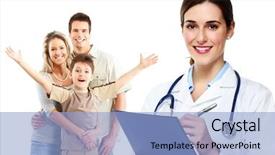  Presentation with doctor family - Presentation theme consisting of internal medicine - medical family doctor and patients background and a light blue colored foreground
