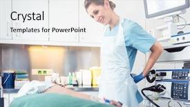  Presentation with endoscopy - PPT theme with internal medicine - nurse preparing herself and patient background and a white colored foreground