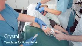  Presentation with endoscopy - Colorful presentation enhanced with internal medicine - team of doctors preparing backdrop and a ocean colored foreground