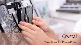  Presentation with multimedia service center - PPT theme having internal parts in service center background and a  colored foreground