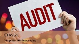  Presentation with internal audit - Audience pleasing PPT theme consisting of internal process - audit placard with night lights backdrop and a coral colored foreground