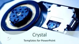  Presentation with cd rom drive cd - Colorful PPT theme enhanced with internal process - cd-rom inside macro close up backdrop and a  colored foreground