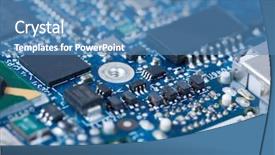  Presentation with electronic components - PPT layouts with internal process - circuit board with electronic components background and a teal colored foreground
