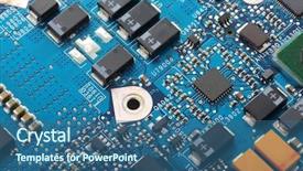  Presentation with electronic components - Cool new presentation theme with internal process - circuit board with electronic components backdrop and a ocean colored foreground