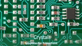  Presentation with electronic components - Amazing presentation having internal process - circuit board with electronic components backdrop and a ocean colored foreground