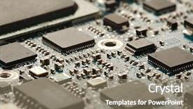  Presentation with electronic components - Audience pleasing PPT layouts consisting of internal process - circuit board with electronic components backdrop and a gray colored foreground