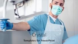  Presentation with endoscopy - PPT theme with internal-specialist-doctor-during-endoscopy background and a light blue colored foreground