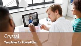  Presentation with business communication - PPT theme having internation designers - business online communication and technology background and a coral colored foreground