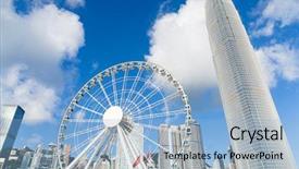  Presentation with hong kong - Cool new PPT theme with internation financial centers - hong kong skyline backdrop and a  colored foreground
