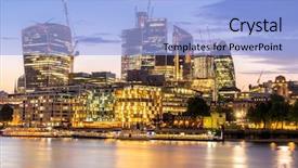 Presentation with london - PPT layouts having internation financial centers - london downtown cityscape skylines building background and a  colored foreground