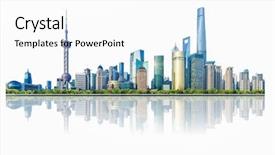  Presentation with china shanghai - Cool new slides with internation financial centers - shanghai cityscape and skyline backdrop and a  colored foreground