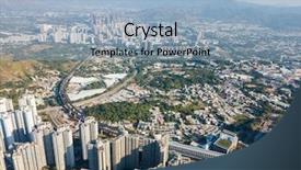  Presentation with hong kong - Cool new slide deck with internation financial centers - top view of cityscape backdrop and a light blue colored foreground