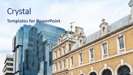  Presentation with street - Amazing slide deck having internation financial institutions - beautiful street view of business backdrop and a sky blue colored foreground