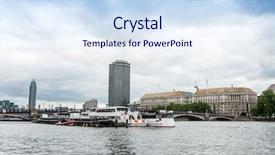  Presentation with street - Beautiful presentation theme featuring internation financial institutions - beautiful street view of business backdrop and a sky blue colored foreground