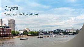  Presentation with street - Cool new presentation theme with internation financial institutions - beautiful street view of business backdrop and a sky blue colored foreground