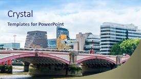  Presentation with street - Theme featuring internation financial institutions - beautiful street view of business background and a sky blue colored foreground