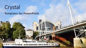  Presentation with great britain - Presentation featuring internation financial institutions - millenium bridge in london city background and a  colored foreground