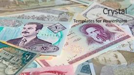  Presentation with middle east - Audience pleasing PPT layouts consisting of international bank - variety of middle east banknotes backdrop and a light gray colored foreground