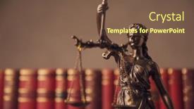  Presentation with blindfolded - Slide deck with international-bronze-symbol-of-law background and a tawny brown colored foreground