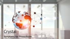  Presentation with international business - Slide set with international business concept mized media background and a  colored foreground