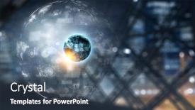  Presentation with international business - Colorful presentation design enhanced with international-business-concept-mized-media backdrop and a ocean colored foreground