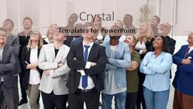  Presentation with international business - Slides featuring international-business-group-looking-up background and a coral colored foreground