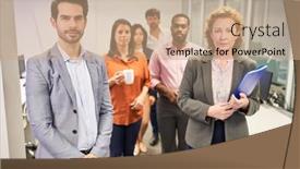  Presentation with international business - Slide set with international-business-start-up-team background and a coral colored foreground