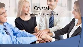  Presentation with international business - Presentation theme featuring international business team showing unity background and a coral colored foreground