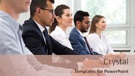  Presentation with team working together - PPT layouts enhanced with international-business-team-working background and a coral colored foreground