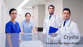  Presentation with health-care - Colorful slides enhanced with international clinical - clinic profession people health care backdrop and a light blue colored foreground