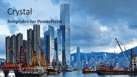  Presentation with commerce international - Audience pleasing PPT layouts consisting of international commerce center icc building backdrop and a light blue colored foreground