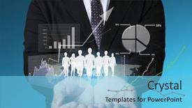  Presentation with financial - Cool new slides with international communication - businessman with financial symbols coming backdrop and a light blue colored foreground