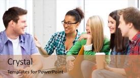  Presentation with students - Slides with international communication - education concept - students communicating background and a  colored foreground