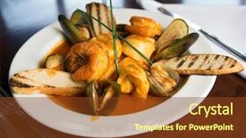  Presentation with salmon dish - Amazing presentation theme having international cuisine - cioppino an italian dish made backdrop and a  colored foreground