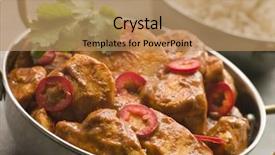  Presentation with fragrant - Presentation design having international cuisine - dish of chicken chili tikka background and a coral colored foreground