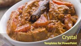  Presentation with restaurant business plan - Presentation theme consisting of international cuisine - plate of chicken rogan josh background and a tawny brown colored foreground