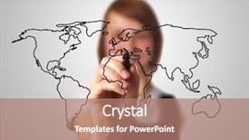  Presentation with international education - Colorful slide deck enhanced with international education - businesswoman drawing the world map backdrop and a coral colored foreground