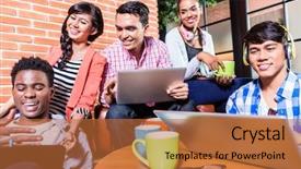  Presentation with college diversity - Slides having international education - group of diversity college students background and a red colored foreground