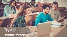  Presentation with international education - Cool new presentation with international education - multinational group of cheerful students backdrop and a coral colored foreground