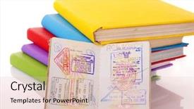  Presentation with international education - Audience pleasing theme consisting of international education - still life with books backdrop and a lemonade colored foreground