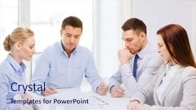  Presentation with international business - Amazing slide set having international engineering - business architecture and office concept backdrop and a sky blue colored foreground