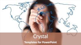  Presentation with whiteboard - PPT layouts with international engineering - woman drawing the world map background and a coral colored foreground