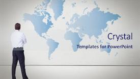  Presentation with international - Cool new presentation theme with international finance - businessman looking at the wall backdrop and a lemonade colored foreground