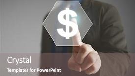  Presentation with finance - Slide set with international finance - businessman with financial symbols coming background and a gray colored foreground