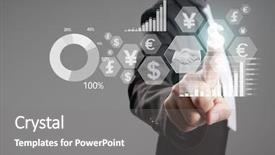  Presentation with finance - Amazing PPT layouts having international finance - businessman with financial symbols coming backdrop and a gray colored foreground