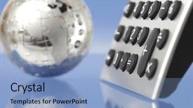  Presentation with desktop - Amazing presentation theme having international finance - desktop calculator with globe backdrop and a light blue colored foreground