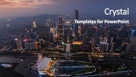  Presentation with china guangzhou - Amazing theme having international finance - guangzhou city in fog backdrop and a ocean colored foreground