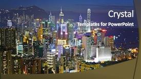  Presentation with hong kong finance - Amazing presentation theme having international finance - hong kong city view backdrop and a ocean colored foreground