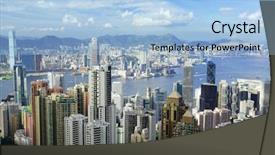  Presentation with hong kong finance - Presentation having international finance - hong kong view background and a light blue colored foreground